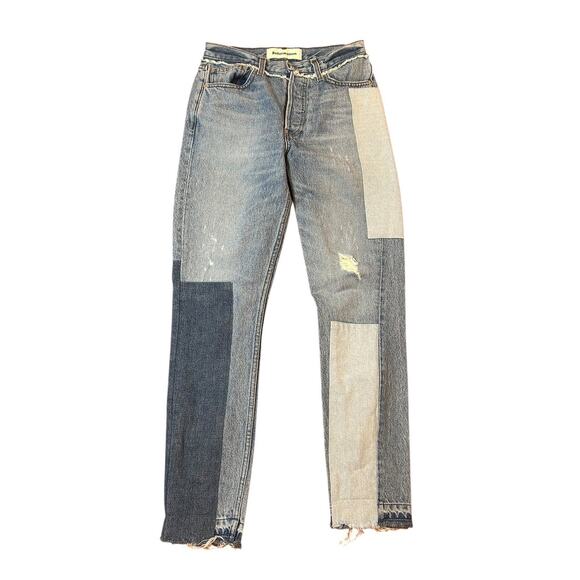 REFORMATION Patchwork Distressed Denim Torres Wash Skinny Jeans Patch 25 NWOT - Picture 3 of 9
